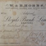 Old W and B Hobbs Cheque